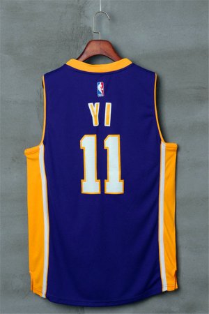 Maillot De Basket Los Angeles Lakers Yi Jianlian 11 Tissus Sportif Fans Edition Violet